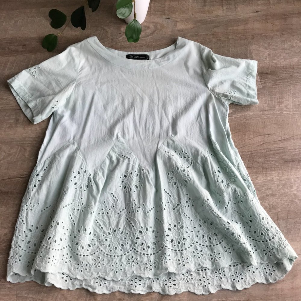 Zanzea Mint Lace Blouse, M